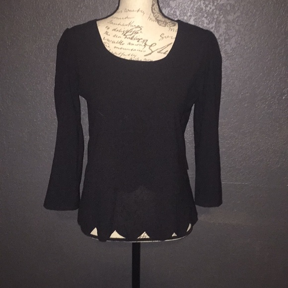 yafei Tops - Black scalloped open back top